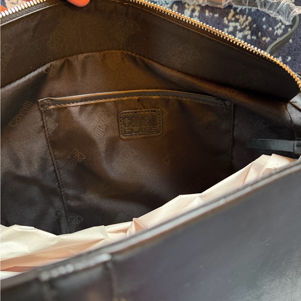 New with tags Cavalli Class Black Tote with Gold Accents - Picture 4 of 6